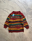 Coogi Style Knit Boxy Fit Vintage Y2K Hip Hop Rouge/Jaune/Vert.