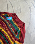 Coogi Style Knit Boxy Fit Vintage Y2K Hip Hop Rouge/Jaune/Vert.
