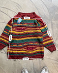 Coogi Style Knit Boxy Fit Vintage Y2K Hip Hop Rouge/Jaune/Vert.
